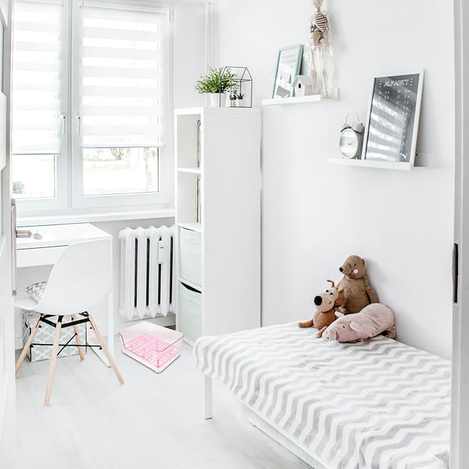 Acrylic Cat Litter Box with High Sides, Medium Pink Semi-Enclosed Pet Toilet Bedpan for Indoor Kitten Housebreaking