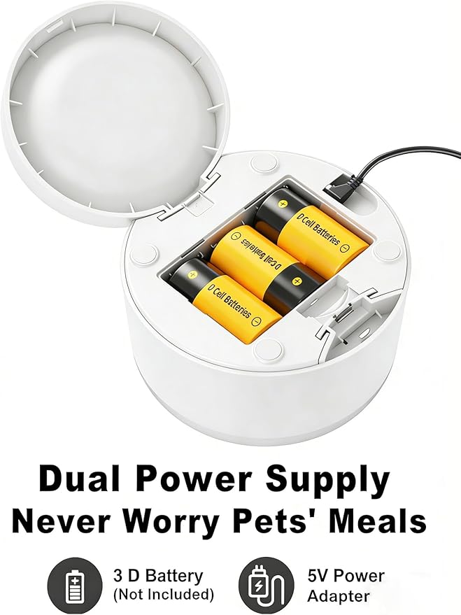 Automatic Cat Feeder, 2.4GHz WiFi Automatic Dog Food Dispenser, Fresh Protection, 4L Timer Feeder, Personalized Recording 10 Seconds, Easy to Clean, Stainless Steel Bowl (Single/White)