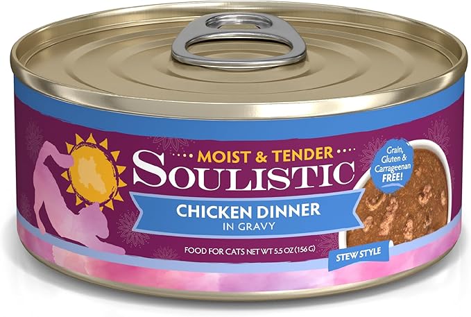 Soulistic Moist and Tender, Chicken Dinner in Gravy, 5.5oz Can, Pack of 8