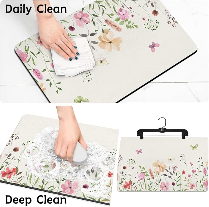 Dog Food Mats for Floors Absorbent, Non-Slip Quick Dry Dog Mat for Food and Water, Cat Pet Food Mat Pet Supplies
