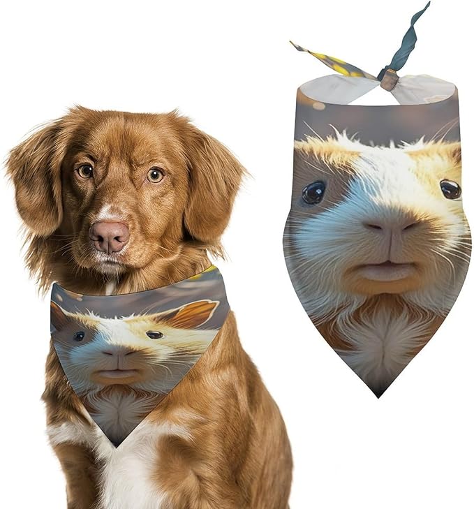 Dog Bandana Spring Pet Scarf Adjustable Triangle Guinea Pig Printing Dog Bib Washable Polyester Puppy Bandana for Small Medium Large Dogs Cat Birthday Party Supplies