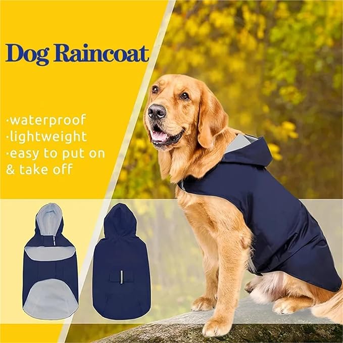 Dogs Waterproof Clothes Pet Raincoat with Reflective Strip Cat Hooded Jacket Raincoat Pet Outdoor Supplies(X-Large)