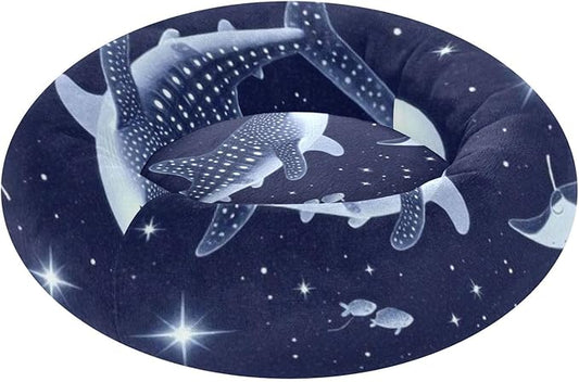 Pet Cat Beds Warm & Soft fluffier Puppy Beds for Small Size Pets Supplies Night Ocean Whale