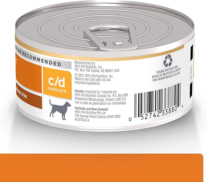Hill's Prescription Diet c/d Multicare Urinary Care Chicken & Vegetable Stew Wet Dog Food, Veterinary Diet, 5.5 oz. Cans, 24-Pack
