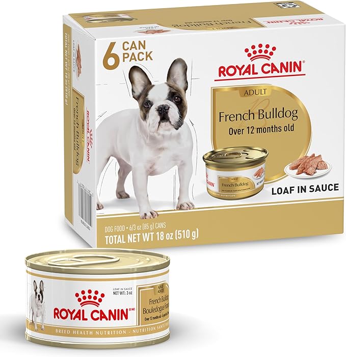 Royal Canin Breed Health Nutrition French Bulldog Wet Dog Food for Adult Dogs, Loaf Wet Food for French Bulldogs 12 Months+, Supports Digestive Health and Bone & Joint Health, Multipack 6 x 3 oz cans