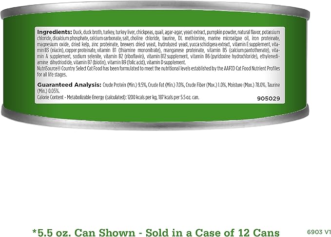 NutriSource Grain Free County Select Canned Cat Food 12/5.5 oz Case