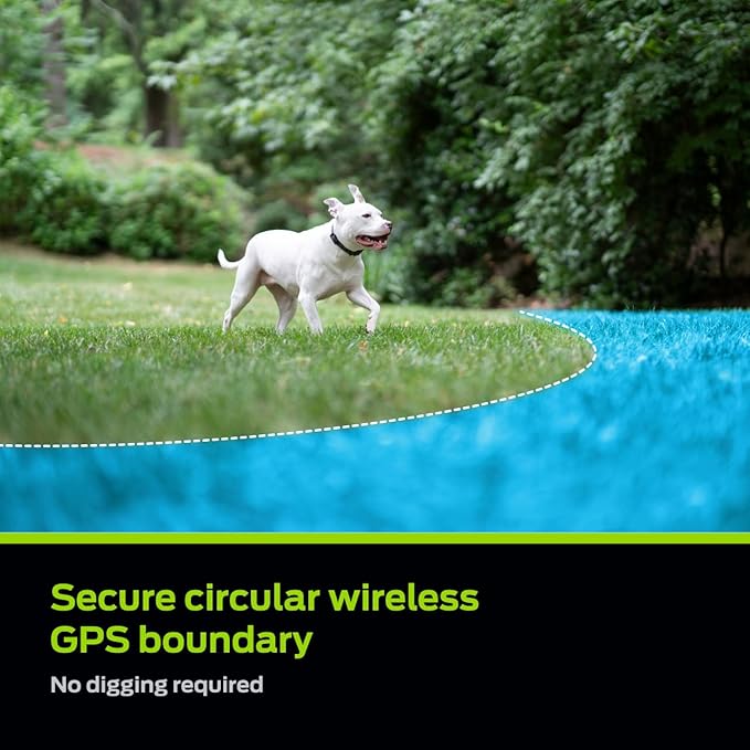 Premier Pet GPS Dog Fence with Circular Wireless Boundary - Customizable Safe Roaming Zones - Humane E-Collar with Tone Vibration & Static Modes - Rechargeable Water-Resistant Collar