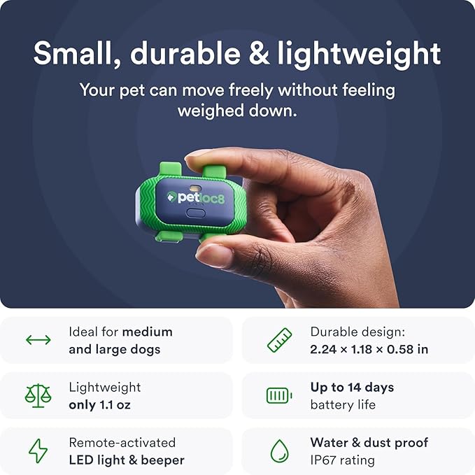 Set of 2 Dog GPS Trackers - Real-Time Location Tracking Device with App - Smart Alerts & Geo-Fence - Collar-Compatible, Waterproof - Long-life Battery - iOS & Android - (Subscription Required)