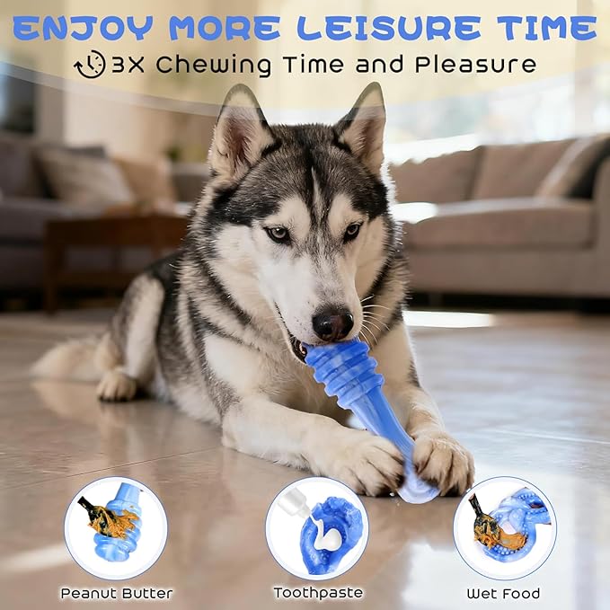 WinTour Dog Toys for Aggressive Chewers 3 Pack, Tough Dog Chew Toys for Aggressive Chewers, Indestructible Dog Toy to Keep Them Busy for Small, Medium and Large Breeds, Bacon Flavor, Blue