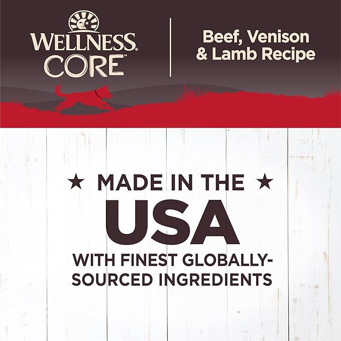 Wellness CORE Natural Wet Grain Free Canned Dog Food, Beef, Venison & Lamb, 12.5-Ounce Can (Pack of 12)