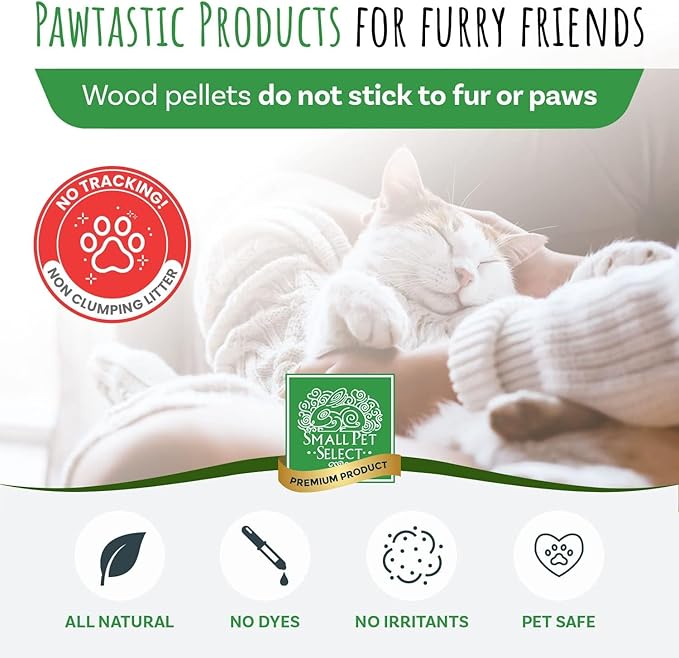 Small Pet Select Premium Pine Pelleted Cat Litter, 100% All Natural Pellet Kitty Litter, Non Clumping Non Tracking Low Dust Litter Meant for Use with Sifting Litter Box, Made in USA, 25 lbs