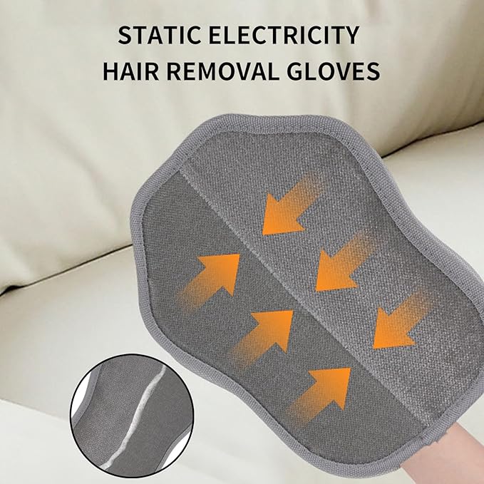 Pet Hair Removal Glove for Dogs and Cats - Electrostatic Pet Grooming Gloves, Washable & Reusable Hair Remover for Furniture, Couch, Carpet, Car Seats & Bedding (Gray)