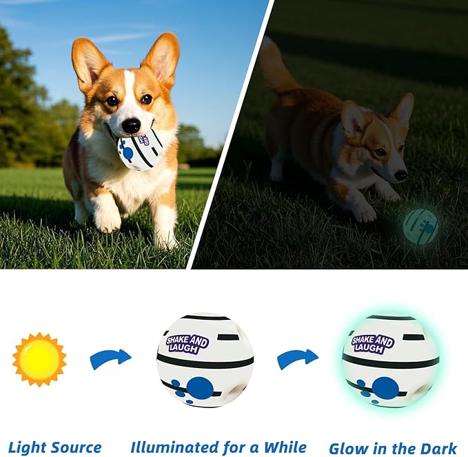 Glow in The Dark Dog Toys Ball, Interactive Dog Ball, Shaking with Gibbering Sound, XS, 2.75 in (7 cm)