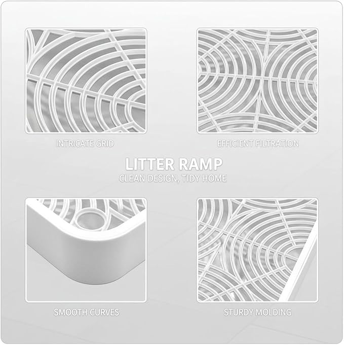 2 in Cat Litter Box Ramp with Filter, 11.8 X 9.8 in, Prevents Litter Dispersion, Cleans Paws, White