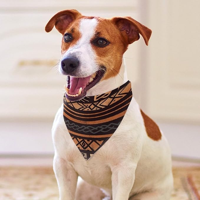 Dog Bandana Spring Pet Scarf Adjustable Triangle African Mud Cloth Tribal Printing Dog Bib Washable Polyester Puppy Bandana for Small Medium Large Dogs Cat Birthday Party Supplies