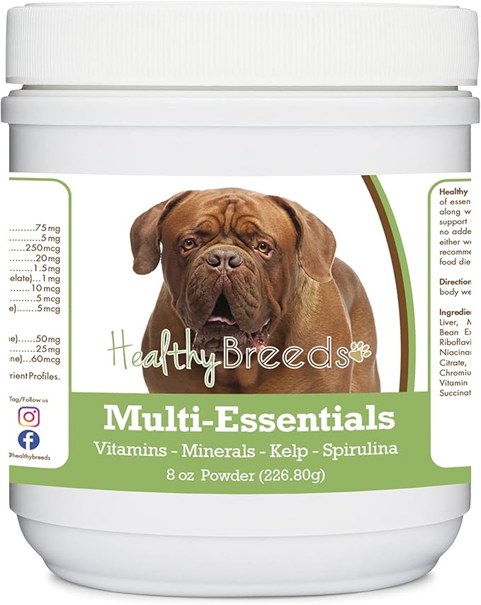 Healthy Breeds Dogue de Bordeaux Multi-Essentials Powder for Dogs - an Ideal Supplement of Vitamins, Minerals & Antioxidants for Your Dog - 8 oz