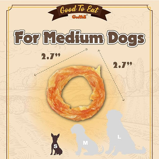 Gootoe Turkey Tendons for Dogs – All-Natural, Hypoallergenic Dog Treats, Rawhide Alternative, Long Lasting Puppy Chews, Healthy Dog Treats for Small Breeds, Ring, 16 oz Pack (1 lb)
