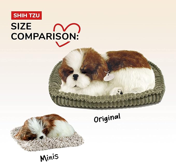 Mini Shih Tzu, Stuffed Animals for Girls and Boys, Dog Toys for Kids and Elderly, Battery-Operated Live Pet Toys, Companion Realistic Dog Calming Toys with Synthetic Fur