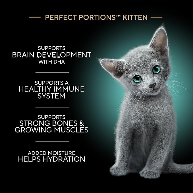 Sheba Perfect Portions Kitten Wet Food, Pate Cat Food Wet Entree, Chicken Recipe and Salmon Recipe, 2.6 oz. Twin-Pack Trays (12 Count, 24 Servings) (Pack of 2)