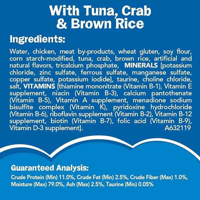 Purina Friskies Natural Wet Cat Food, Ocean Favorites Meaty Bits With Tuna, Crab & Brown Rice - (Pack of 24) 5.5 oz. Cans