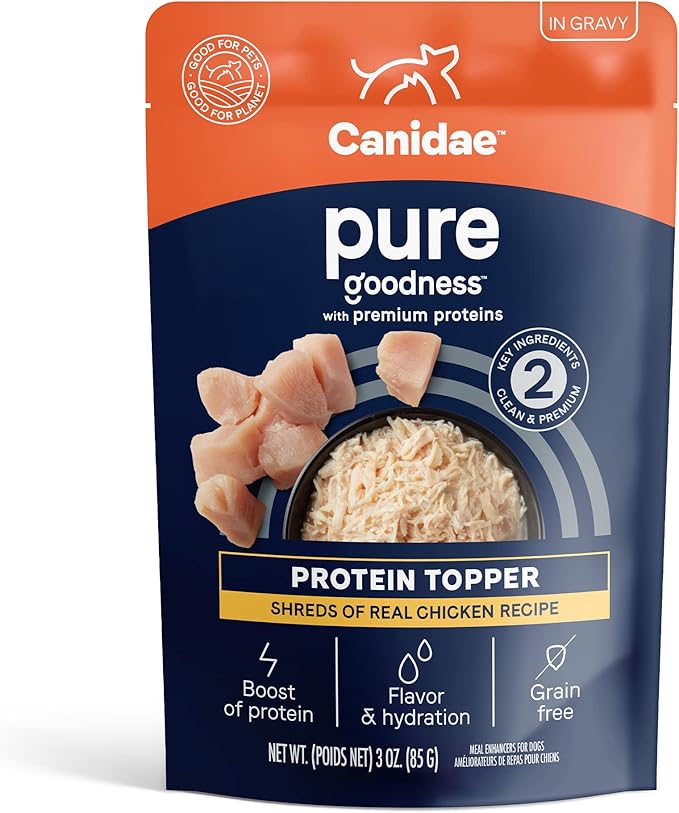 CANIDAE Pure Protein Topper Wet Dog Food for Small Breeds, Shreds of Real Chicken in Gravy Recipe, 3 oz. (Case of 12)
