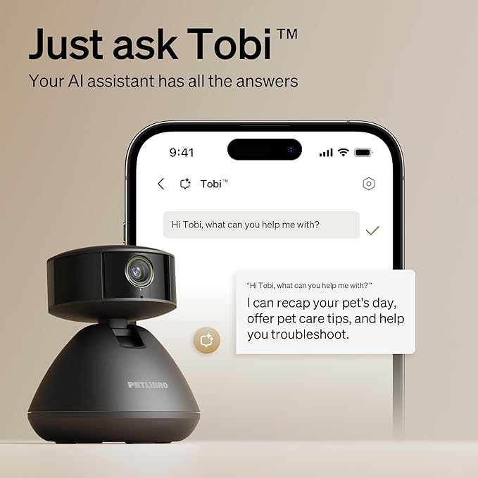 PETLIBRO AI Pet Camera Indoor with Phone App, 360° Auto Tracking Dog Camera Multi-Pet Recognition & AI Day Summary, 1080p Cat Camera Night Vision, 2-Way Talk WiFi Cam Pet with 2.4G/5G