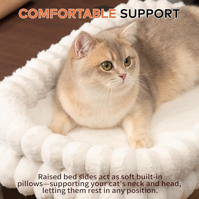 CHEERPALS Cat Desk Bed with Reversible Cushion, 90°Foldable Cat Hammock for Desk Mounted, Suitable for Medium-to-Large Cats and Puppy, Clowd Series(White, Large)