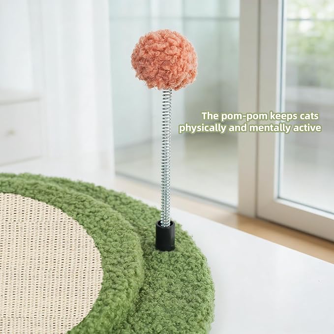 YUNIQUE Cactus Cat Scratching Post with Sisal Rope, Small Cat Tree with Dangling Balls & Feather for Kittens (Green, 22.8'')