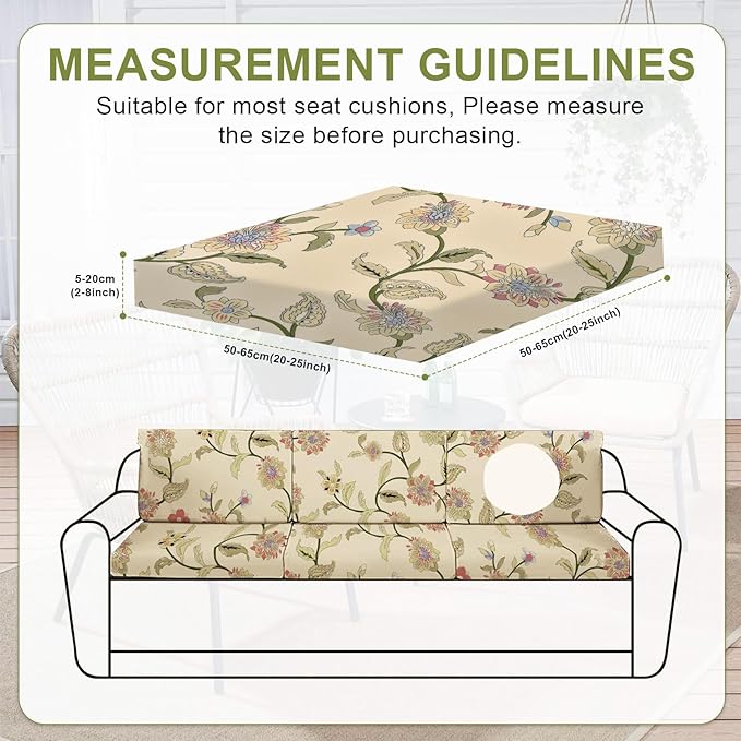 HANDONTIME 8Pcs Patio Cushion Covers Stretch Outdoor Couch Cover Replacement Cushions for Outdoor Furniture Waterproof Patio Furniture Cover for Pets Sofa Covers Washable (Boho Floral,Cover Only)