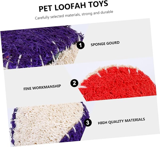 Toyvian 2pcs Natural Loofah Dog Tennis Balls Chew Sturdy Pet Training Supplies for Puppy and Adult Dogs Random Color