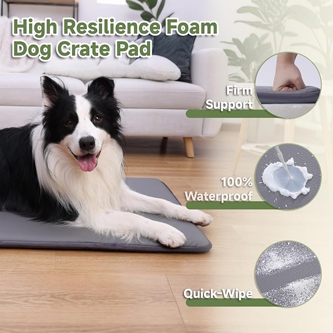 Small Dog Crate Pad, Double-sided Waterproof Pet Mat Crate Bed, Outdoor Kennel Beds Dog Sleeping for Small Pets, Cooling, Waterproof, Wipeable, Anti-Slip, Kennel Pad 23 x 17 Inch, Dark Gray