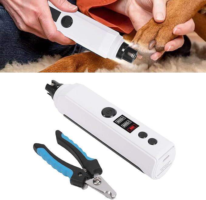 Pssopp Cat Grooming & Supplies Electric Dog Cat Nail Trimmer with Double LED Light for Pet Grooming Pet Nail Grinder, Quiet Clippers