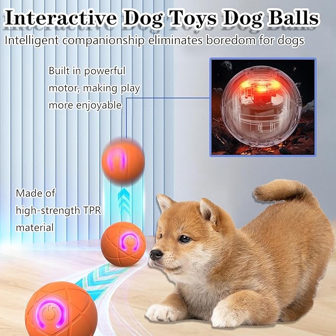 IRIDESCENT Interactive Dog Toys Dog Balls Activated Automatic Rolling Ball for Puppy Small Medium Dogs