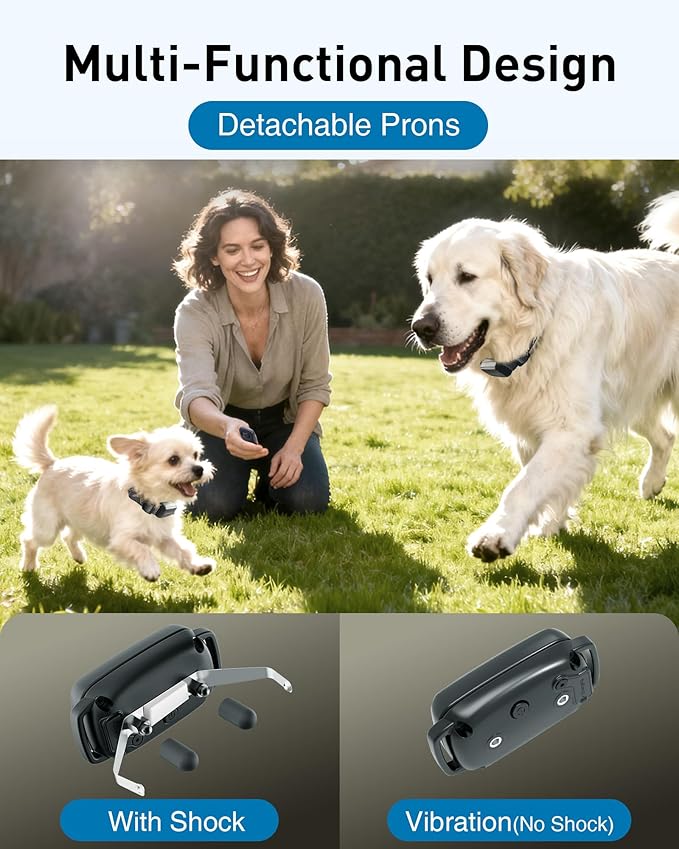 ABBIDOT Dog Shock Collar, 3300 FT Dog Training Collar with Remote, IPX7 Waterproof with 4 Training Modes, Rechargeable E-Collar for Small Medium Large Dogs (15-120 lbs) (Pure Black, 2 Collars)