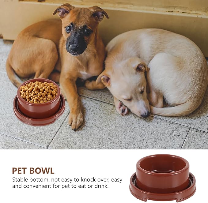 Toddmomy Colorful Round Pet Bowl, Pp Dog Food and Water Dish, Single Fixed Puppy Feeding Bowl for Small to Medium Dogs, Practical Pet Supply in Brown