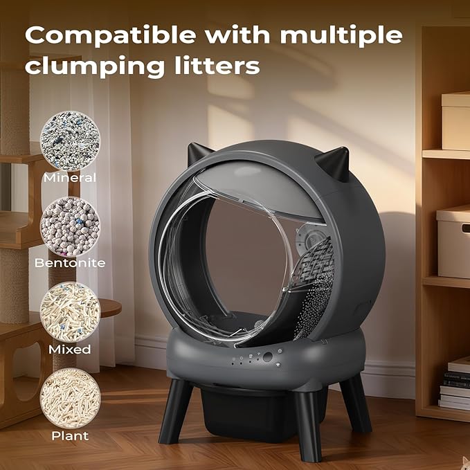 Self Cleaning Litter Box, E2 Cat Litter Box Automatic Cleaning, Robot Litter Box with 2 Rolls Waste Bag and Litter Mat, Black