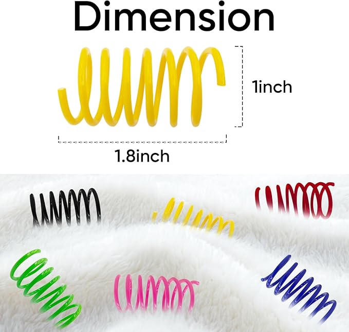 AGYM 6Colors Plastic Spring Cat Toys, 60 Pack Spiral Springs for Indoor Cats to Swat, Bite, Hunt, Interactive Toys for Cats and Kittens