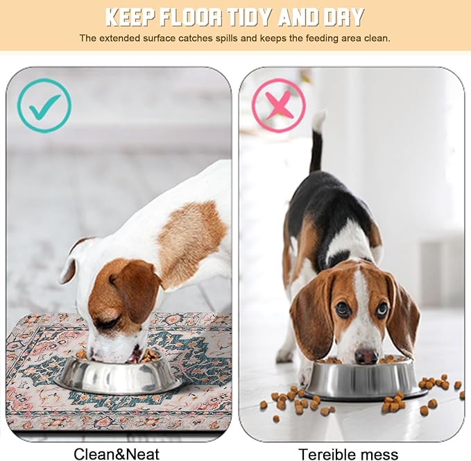 Dog Food Mat for Floors Waterproof Quick Dry Pet Placemat Cat Feeding Bowls Mats for Food and Water, Eco-Friendly Dog Accessories Diatomite Pets Supplies 16" X 24"