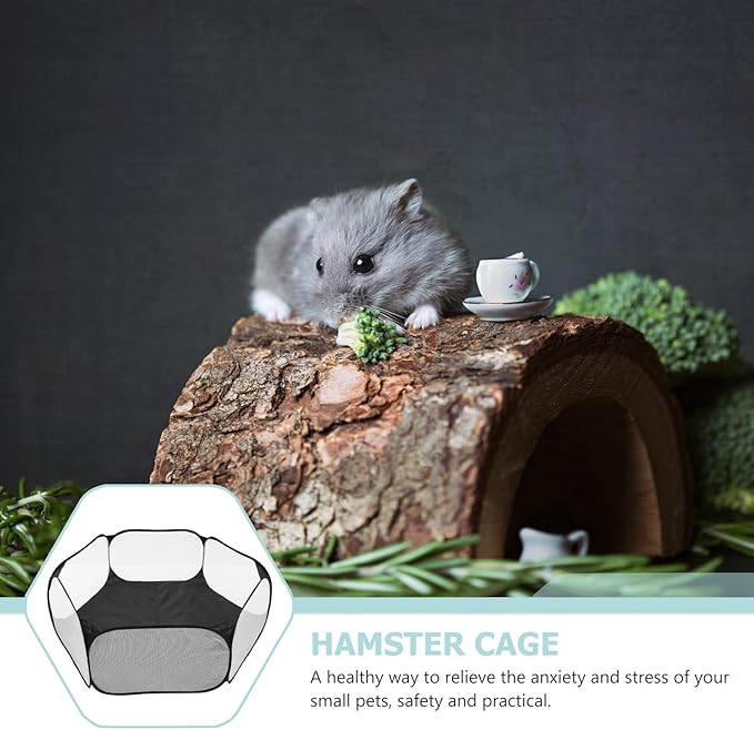 SOLUSTRE Foldable Pet Playpen Pen Fence with Breathable Polyester Mesh, Hexagonal Indoor Puppy Playhouse for Small Dogs, Cats, Rabbits – Anti-Escape Pet Pen Supply
