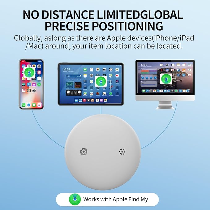 Apple Find My Tracker - Smart Bluetooth Item Finder for Keys, Wallets, Luggage | IP67 Waterproof, 1-Year Battery Life, No Subscription Required