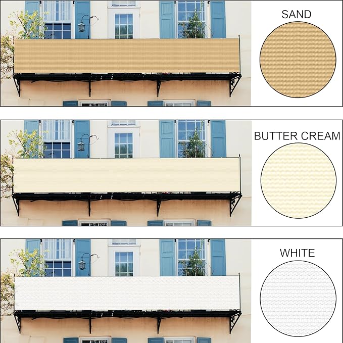 LOVE STORY Custom Size 3'x2' Butter Cream Balcony Privacy Screen,UV Block Privacy Fence Screen,90% Shield for Outdoor Pool Garden Apartment Railing