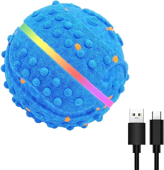 Smart Dog Ball Toy, Waterproof Bouncing Chewer, Play Device with 3 Modes and Lights Household Supply for Medium and Large Breeds Outdoor Indoor Organizer for Exercise Training Pet Boredom Daily