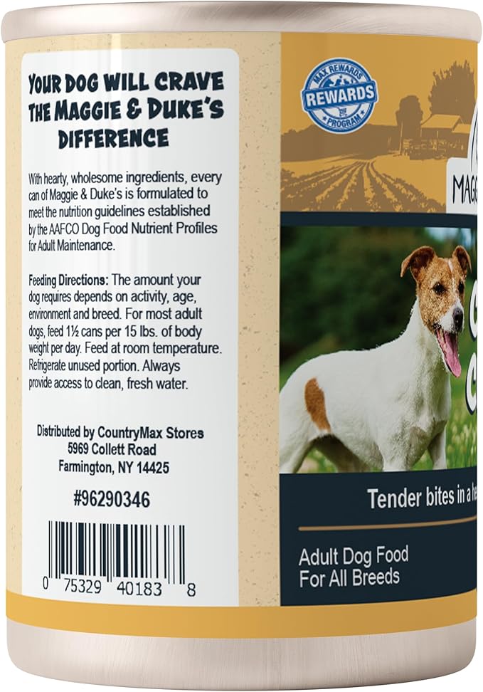 CountryMax Maggie & Duke's Tender Bites in Gravy Canned Dog Food, 14 oz Cans – Premium Wet Food for Dogs, High Protein, Grain-Free, Natural Ingredients (24 Pack, Chunky Chicken)