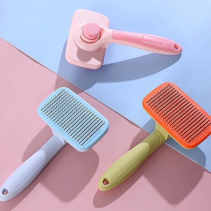 Self Cleaning Slicker Brush - Skin Friendly Deshedding Grooming Tool for Dogs & Cats, Suitable for Shedding & Haired Pets, with Pet Supplies Accessories, Blue