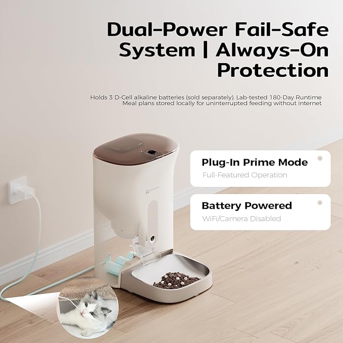 Automatic Cat Feeder with 3MP Camera,2K HD Video with Night Vision,5G/2.4G WiFi Pet Feeder with 2-Way Audio,App-Controlled Timed&Blockage Sensor,Detachable for Easy Cleaning with Desiccant for Cat/Dog