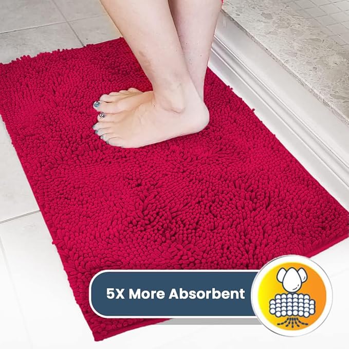 Muddy Mat® | Super Absorbent Door Mat Indoor, Microfiber Quick Dry Chenille Entryway Rug, Non-Slip Front Door Mat, Indoor Mats for Entryway, Machine Washable Pet Rug, Maroon 24" x 120"