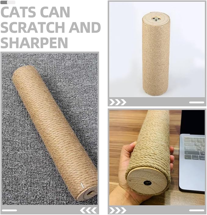 Artibetter Cat Scratching Post Replacement Vertical Scratcher Jute Rope Sturdy 9cm Diameter 40cm Length for Indoor Cats Kitten Claw Activity