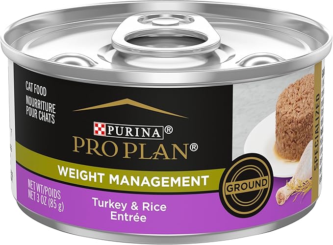 Purina Pro Plan Weight Control Pate Wet Cat Food,Specialized Weight Management Turkey & Rice Entree - 3 oz. Pull-Top Cans,(Pack of 48)