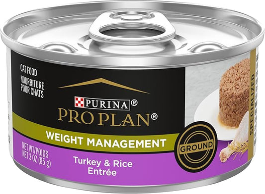 Purina Pro Plan Weight Control Pate Wet Cat Food,Specialized Weight Management Turkey & Rice Entree - 3 oz. Pull-Top Cans,(Pack of 48)