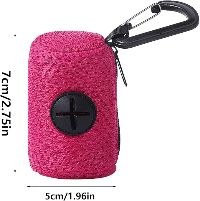 Dog Bag Holder | Mesh Fabric Attachment Waste Bag Dispenser with Zipper - Portable Dog Poop Holder, Fashion Pet Supplies for Walking, Outdoor, Training